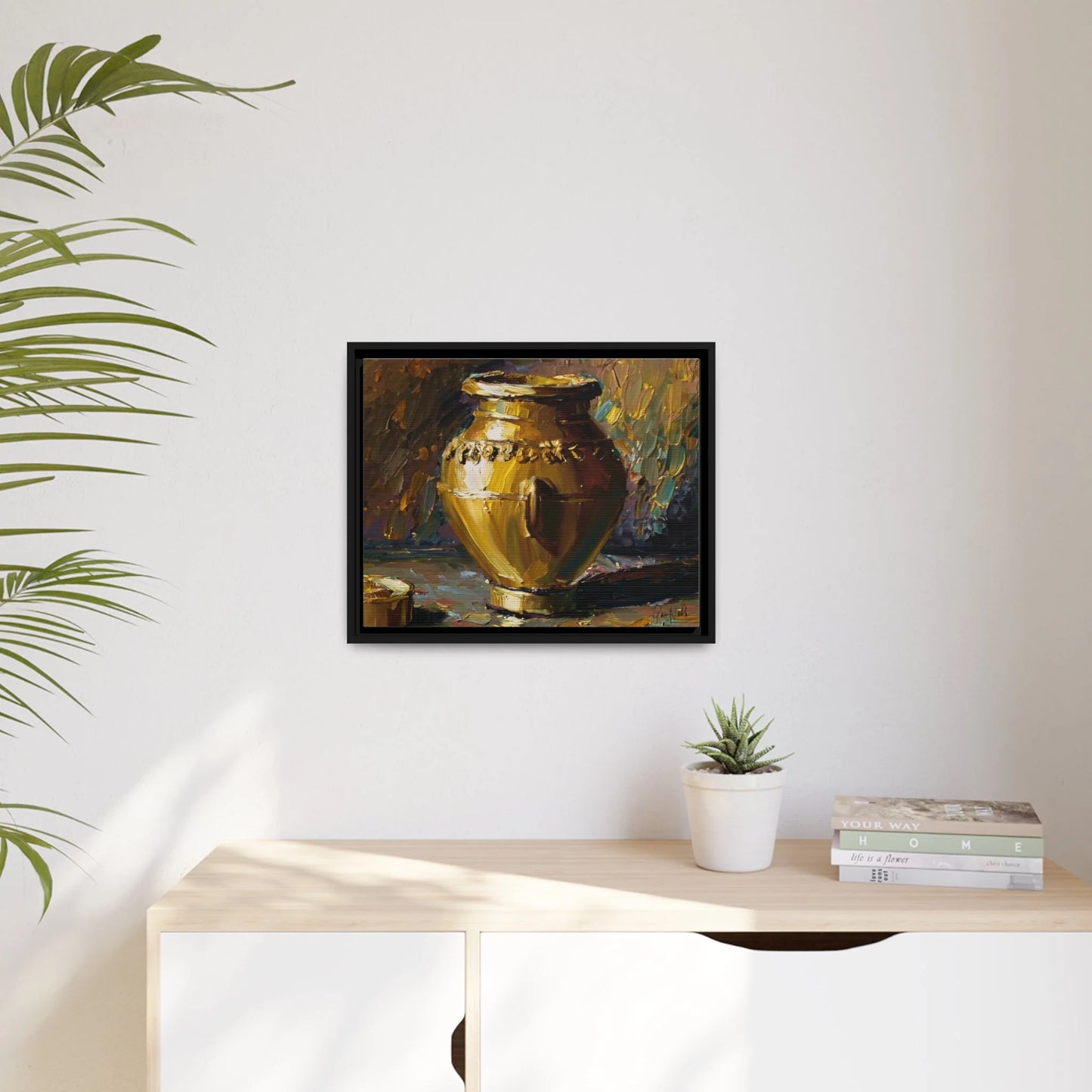 Elegant Golden Vase Canvas Wall Art - Stunning Home Decor by Queennoble