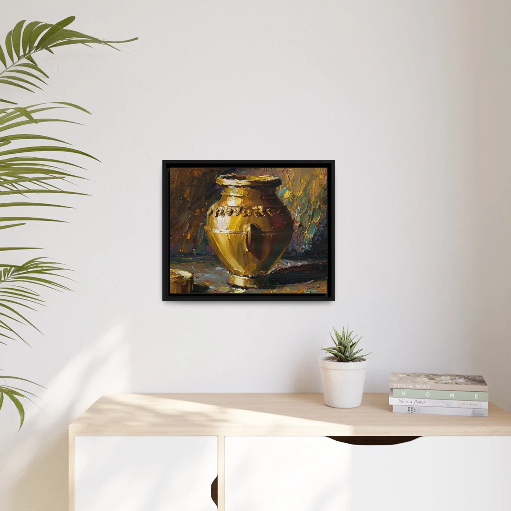 Elegant Golden Vase Canvas Wall Art - Stunning Home Decor by Queennoble