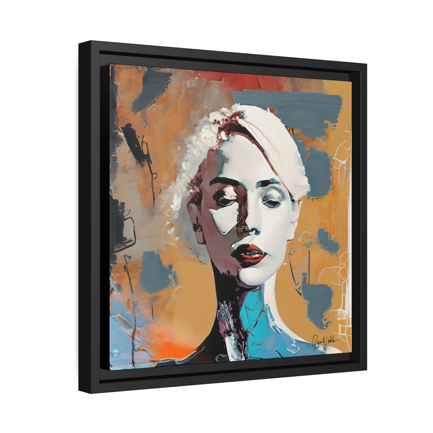 Stunning Framed Canvas Wall Art - Abstract Woman Portrait for Elegant Home Decor