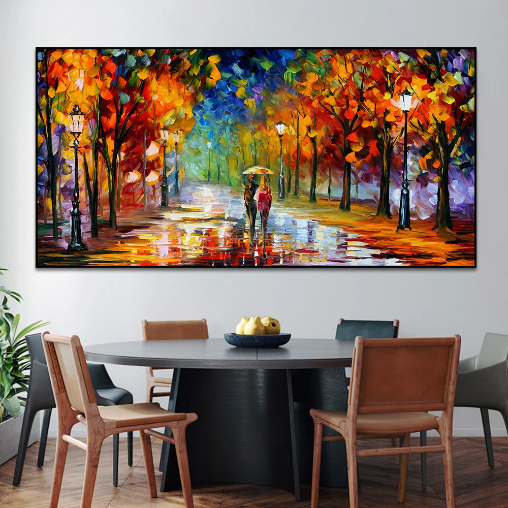 Modern Colorful Abstract Canvas Prints Art Rainy Garden Landscape Posters Picture Wall Art Painting for Living Room Bedroom