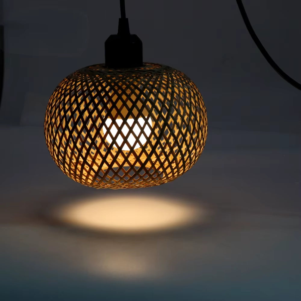 Bamboo Pendant Lamp Natural Rattan Chandeliers E27 Hand-Knitting Café Restaurant Living Room Decor Hanging Lamp Indoor