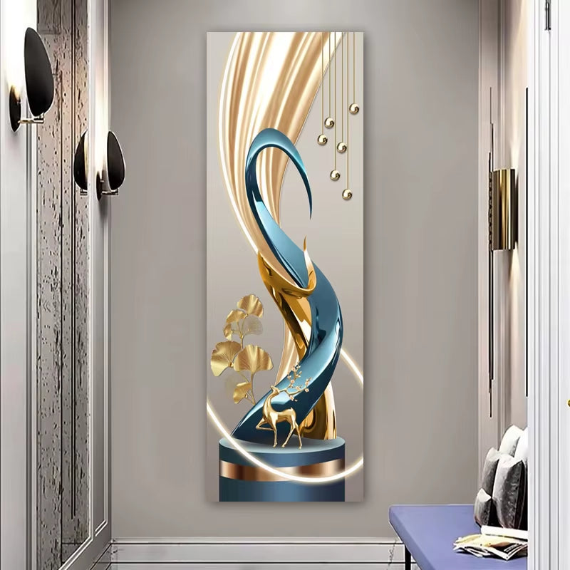 Modern Abstract Decorative Painting Solid Geometry Posters Canvas Prints Wall Art for Living Room Home Decor Light Luxury Deer