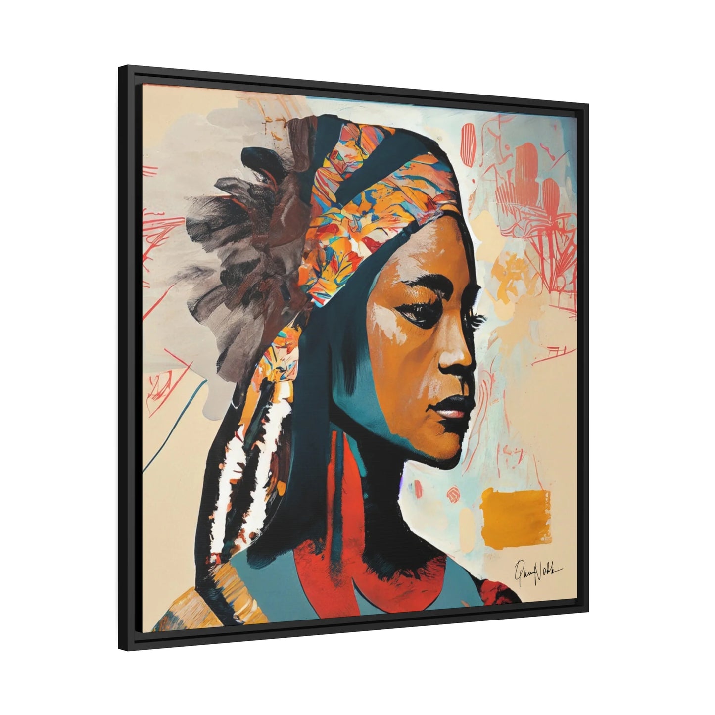 Stunning Native Indian Lady Portrait Canvas Wall Art - Framed Elegance for Your Home
