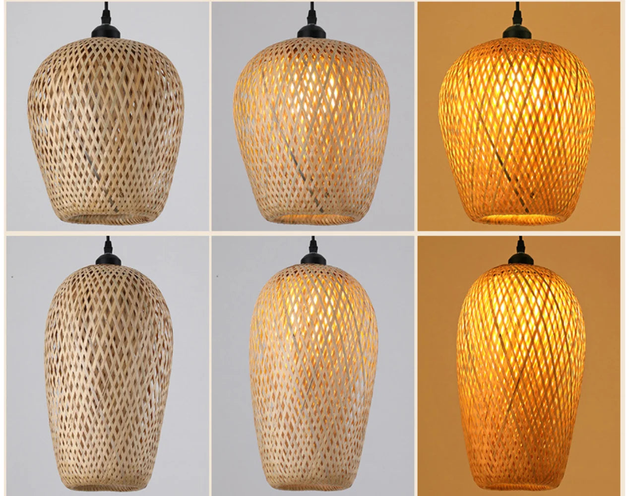 Classic Bamboo Weaving Chandelier Lamp Handmade Pendant Lamp Hanging Led Ceiling Fixtures Rattan Woven Home Bedroom Decors