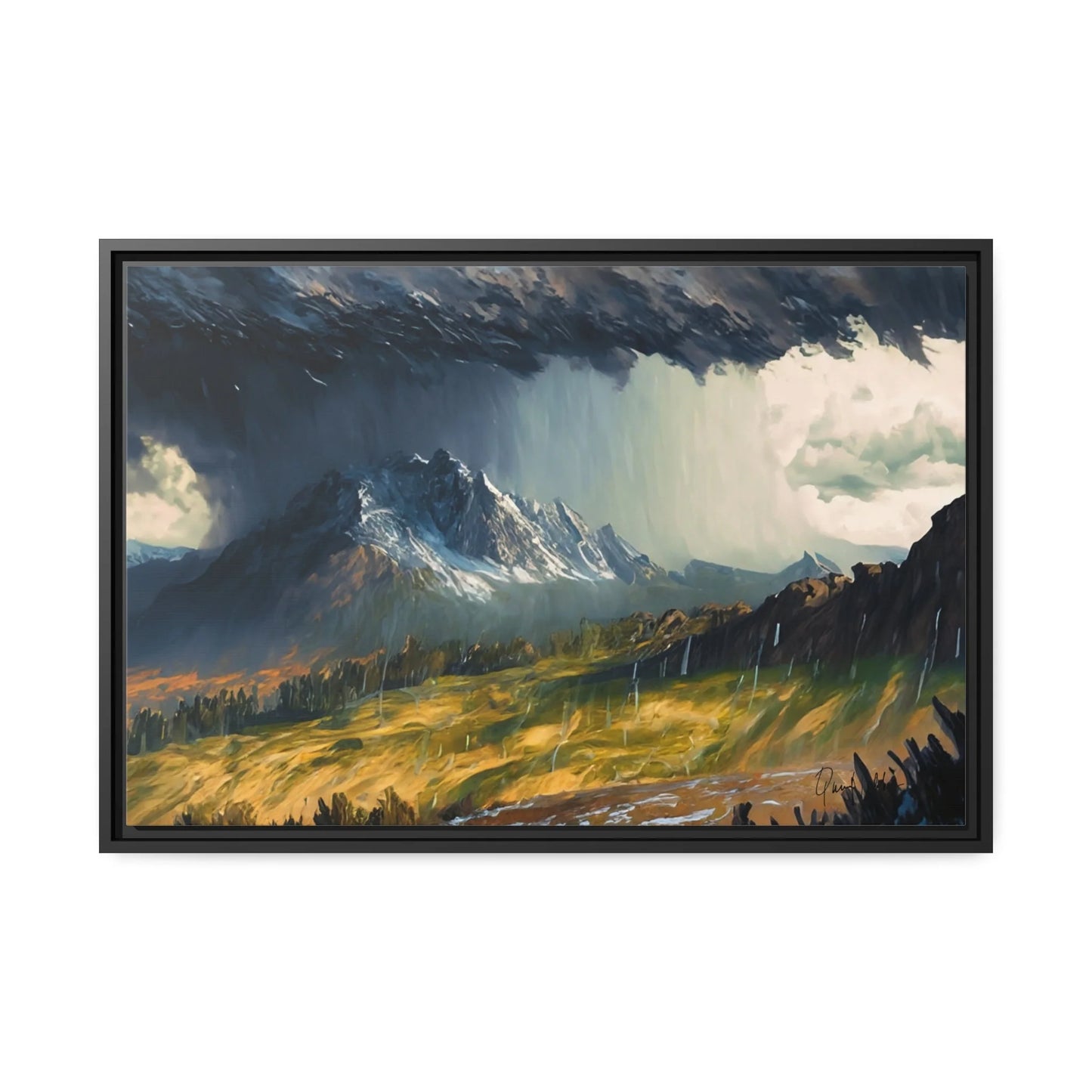 Breathtaking Mountain Rain Landscape Canvas Wall Art - Queennoble Collection