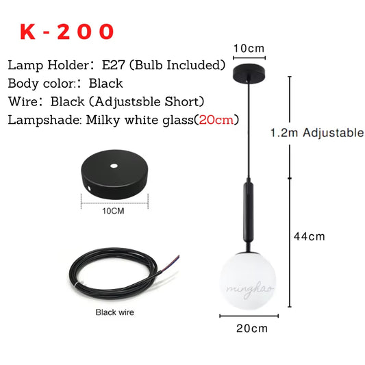 Nordic Chandeliers Led Single Head Personality Glass Ball Restaurant Table Bar Lamp Modern Led Chandeliers