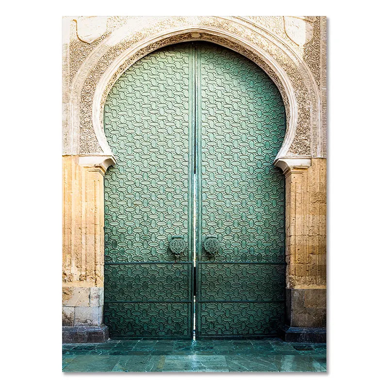 Morocco Door Arabic Decorative Paintings Architecture Canvas Posters Islamic Wall Art Pictures Prints for Living Room Home Decor