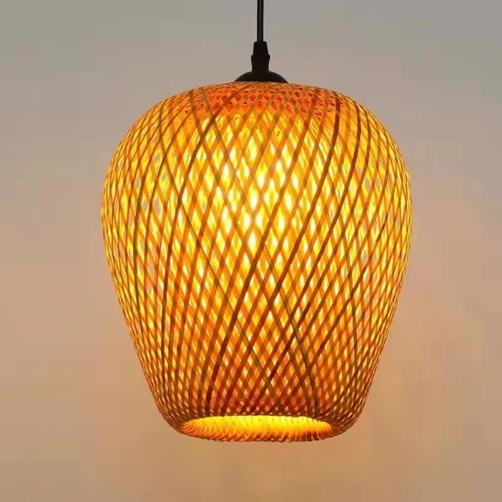 Classic Bamboo Weaving Chandelier Lamp Handmade Pendant Lamp Hanging Led Ceiling Fixtures Rattan Woven Home Bedroom Decors