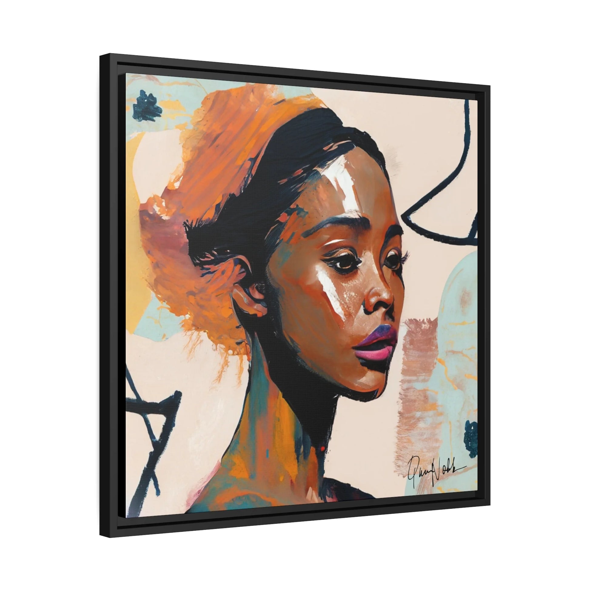 Stunning Framed Canvas Wall Art of Beautiful African Woman Portrait