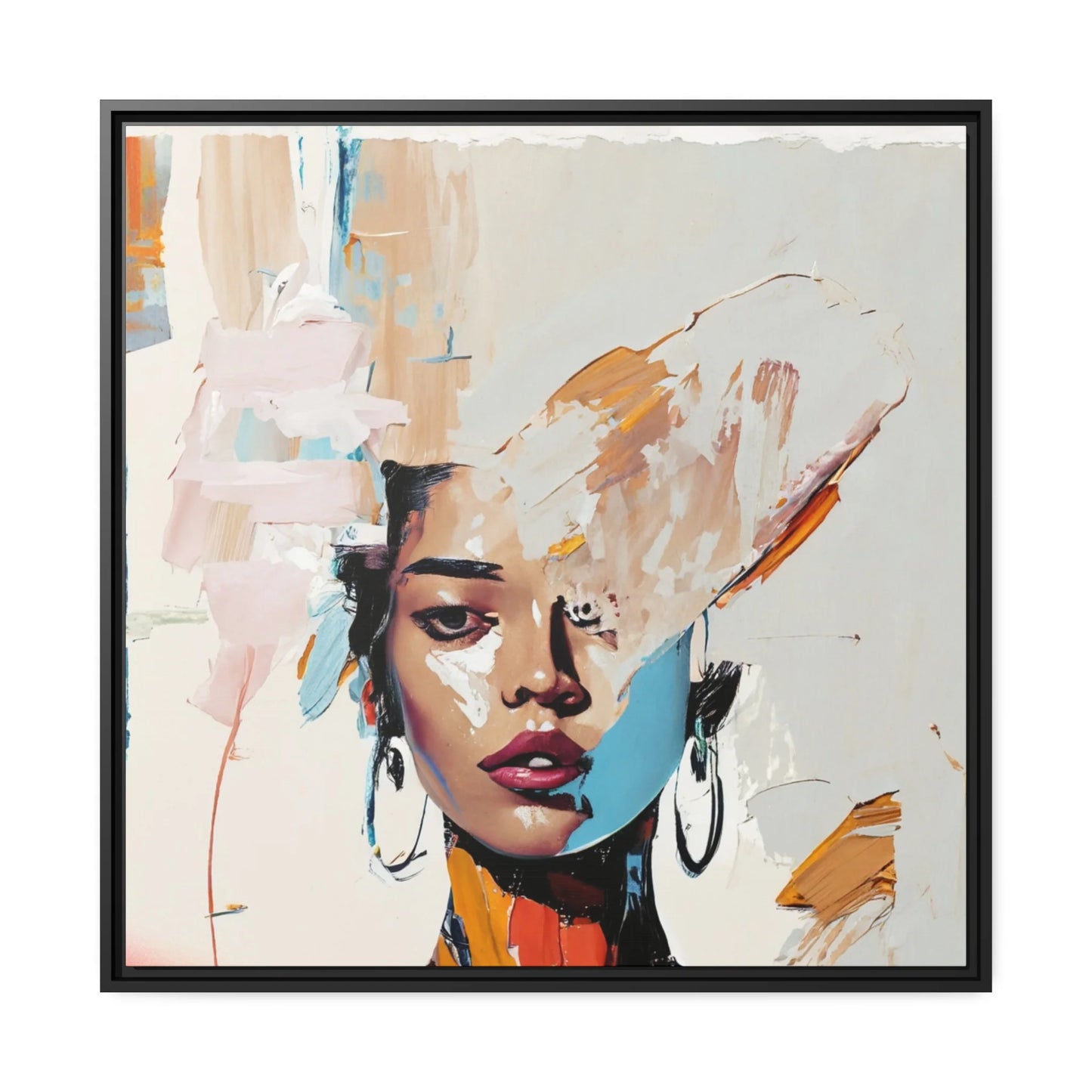 Stunning Framed Woman Abstract Portrait Canvas Wall Art