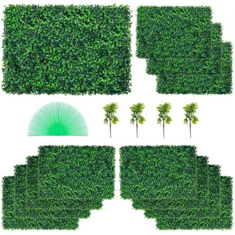 VEVOR 12PCS 24X16 Grass Wall Panels for 32 SQ Feet, Boxwood Hedge Wall Panels, Artificial Grass Backdrop Wall 1.6, Privacy Hedge Screen UV Protected for Outdoor Indoor Garden Fence Backyard