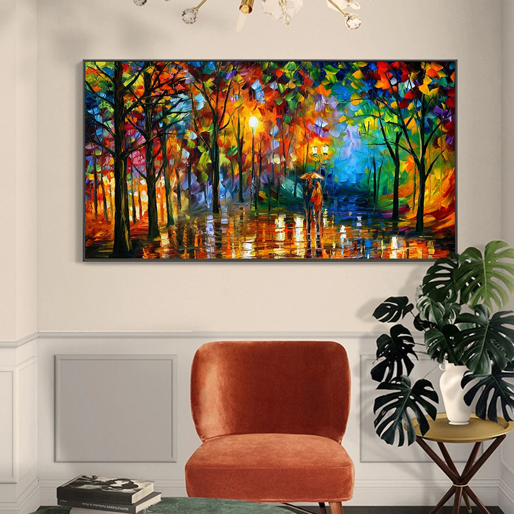 Modern Colorful Abstract Canvas Prints Art Rainy Garden Landscape Posters Picture Wall Art Painting for Living Room Bedroom