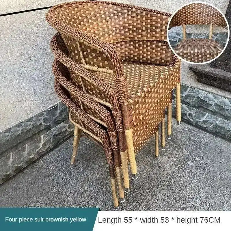 Outdoor Garden Furniture Sets Balcony Tea Table and Chair PE Rattan Chair Three-Piece Set Courtyard Leisure Outdoor Furniture C