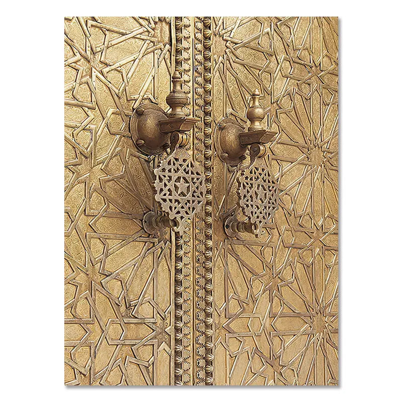 Morocco Door Arabic Decorative Paintings Architecture Canvas Posters Islamic Wall Art Pictures Prints for Living Room Home Decor
