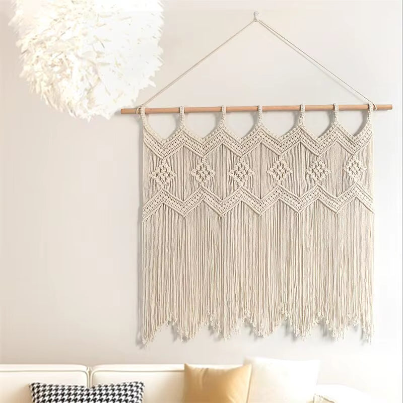 Handmade Macrame Tapestries Window Door Curtain Wall Hanging Bohemian Decoration Handwoven Macrame Tassel Curtain Decoration
