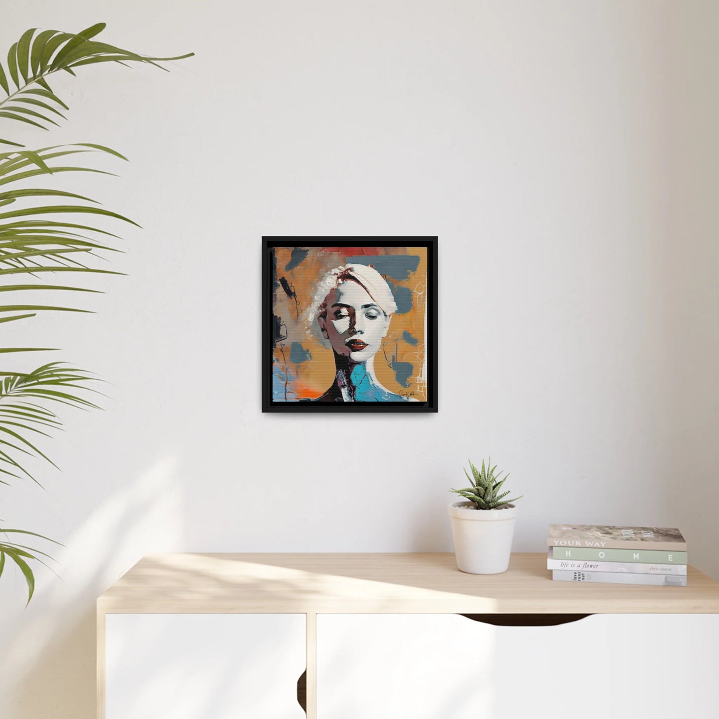 Stunning Framed Canvas Wall Art - Abstract Woman Portrait for Elegant Home Decor