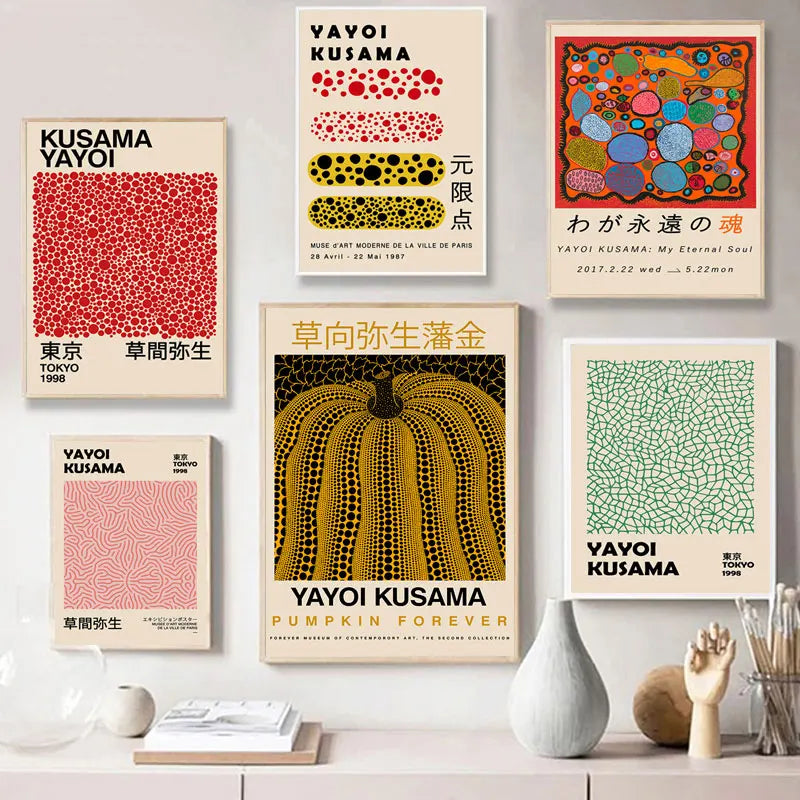 Yayoi Kusama Exhibition Posters and Prints Gallery Wall Art Picture Museum Modern Canvas Painting Nordic Living Room Decoration