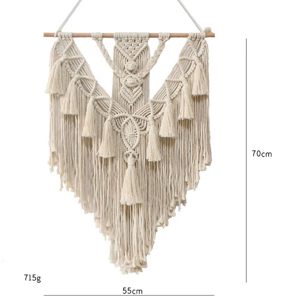 Hand-Woven Pendant Macrame Wall Hanging Boho Woven Tapestry Bohemian Crafts Room Decoration Gorgeous Tapestry for Home Decor