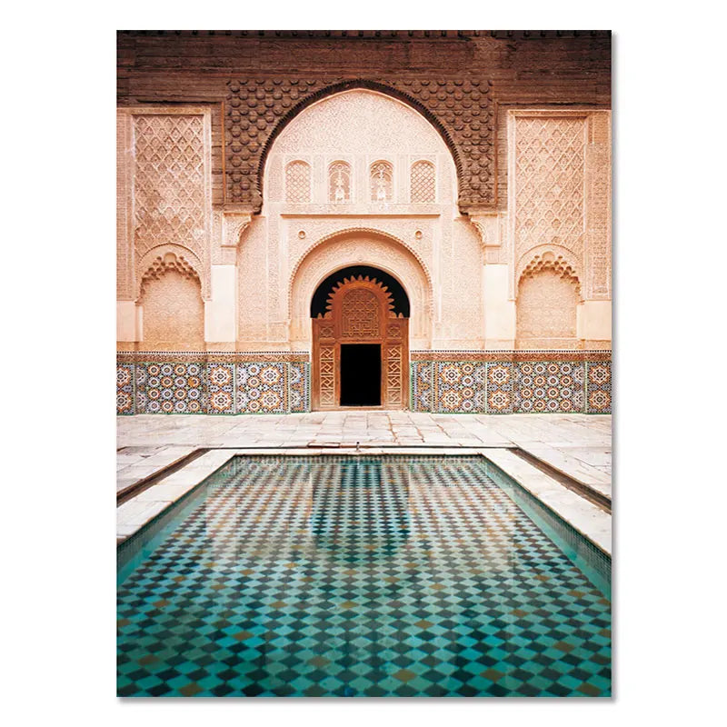 Morocco Door Arabic Decorative Paintings Architecture Canvas Posters Islamic Wall Art Pictures Prints for Living Room Home Decor