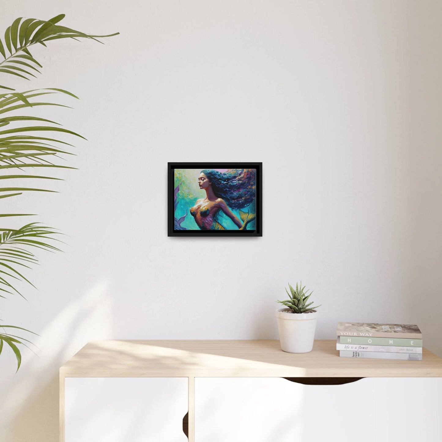 Enchanting Mermaid Canvas Wall Art with Elegant Frame - by Queennoble