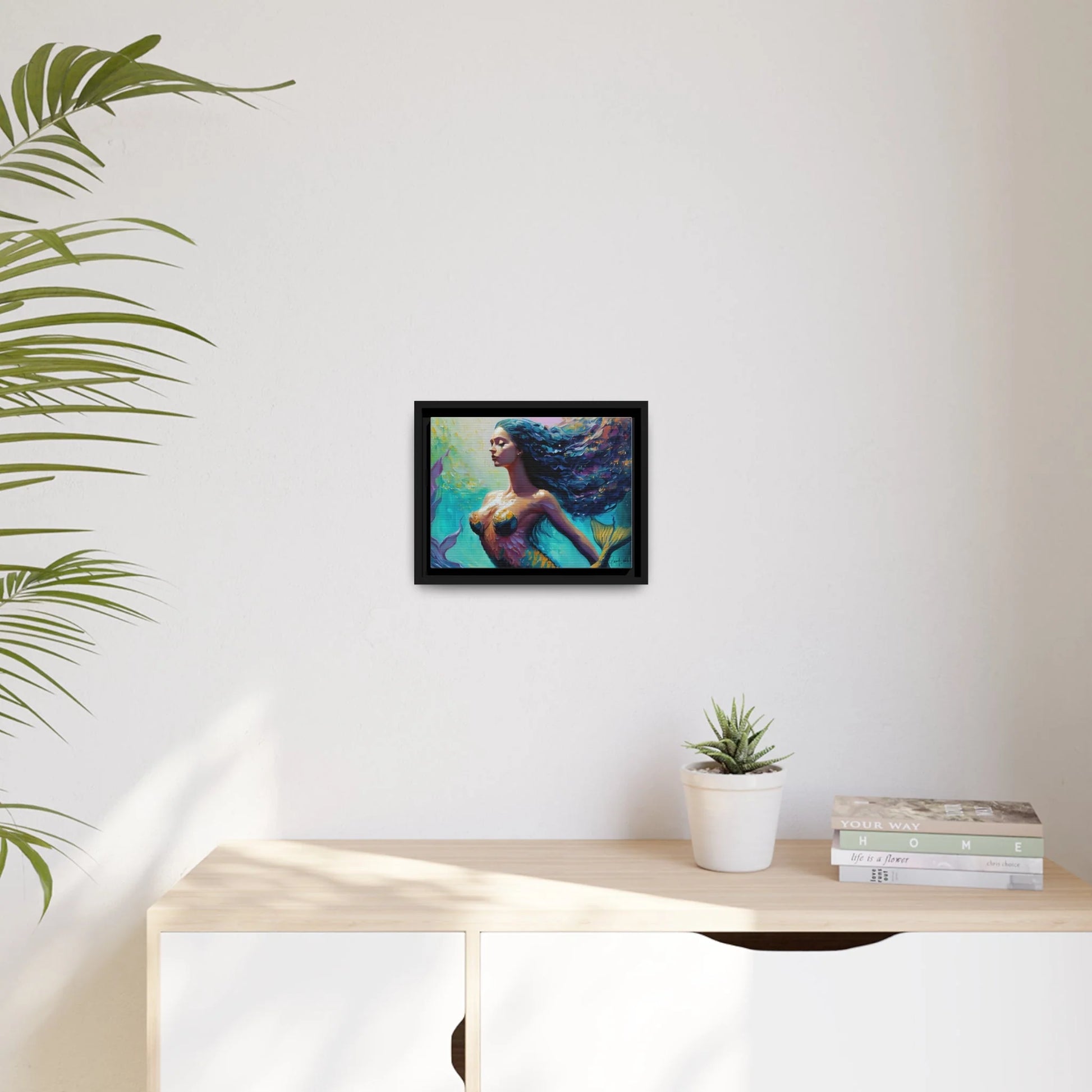 Enchanting Mermaid Canvas Wall Art with Elegant Frame - by Queennoble