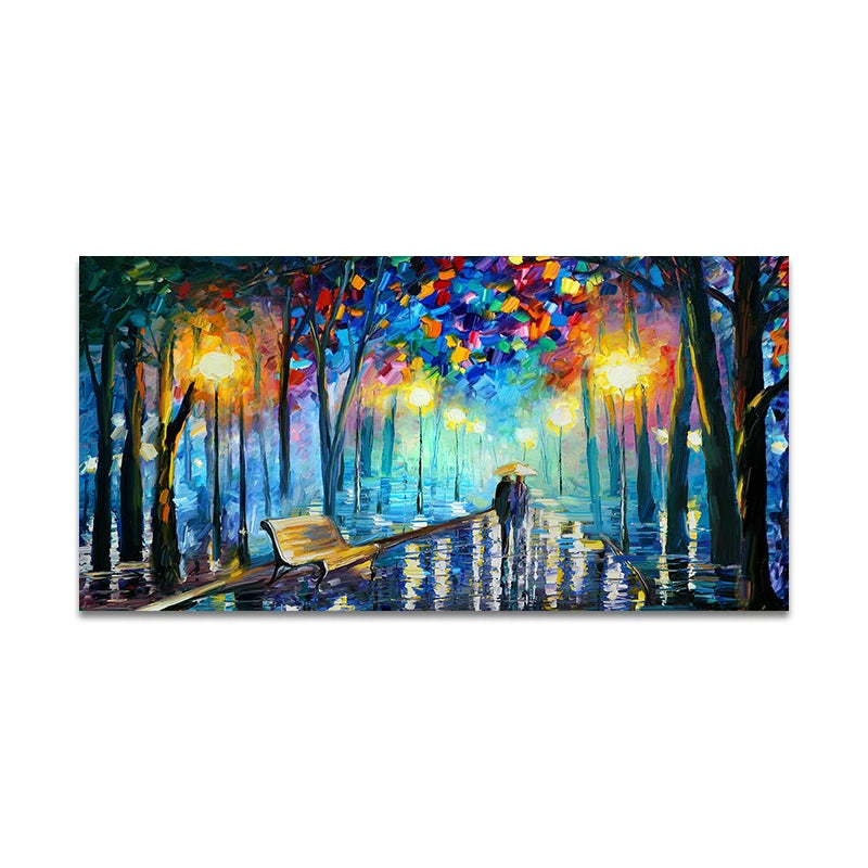 Modern Colorful Abstract Canvas Prints Art Rainy Garden Landscape Posters Picture Wall Art Painting for Living Room Bedroom