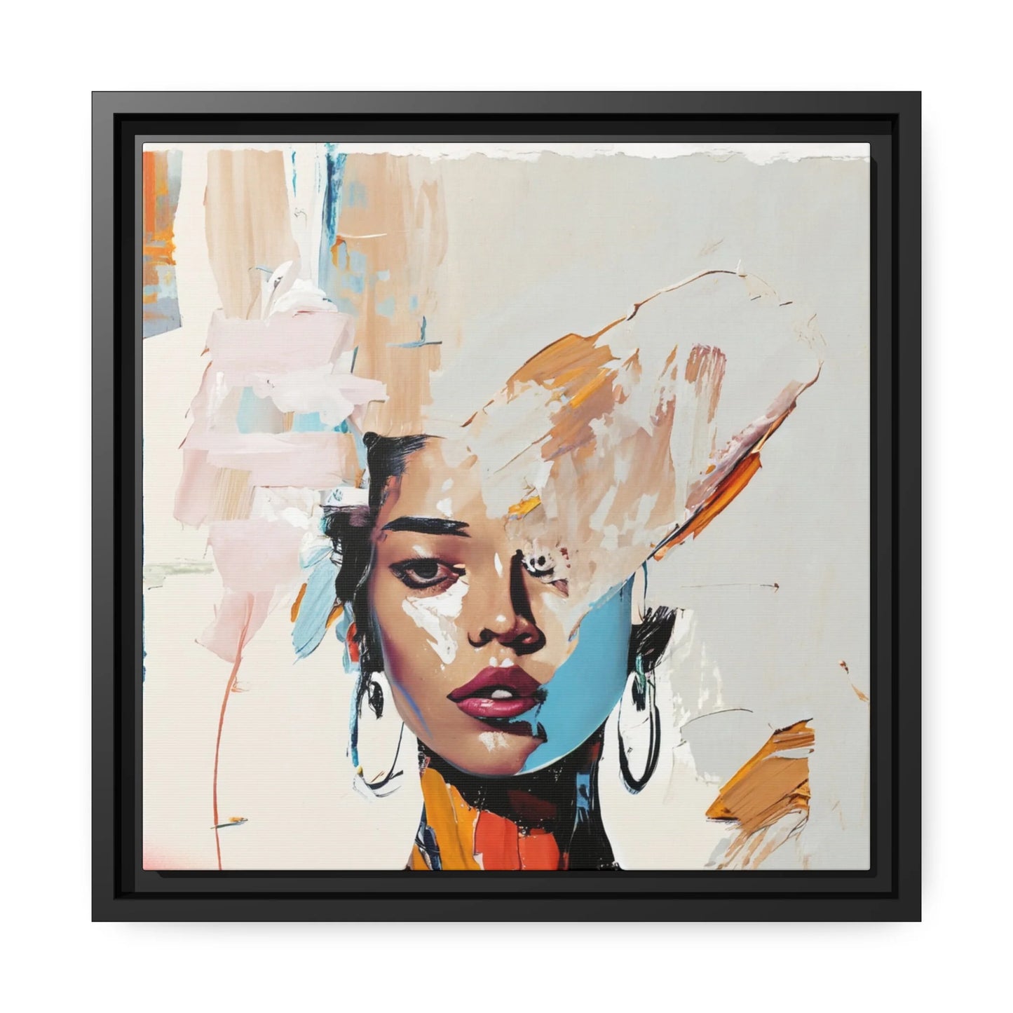Stunning Framed Woman Abstract Portrait Canvas Wall Art