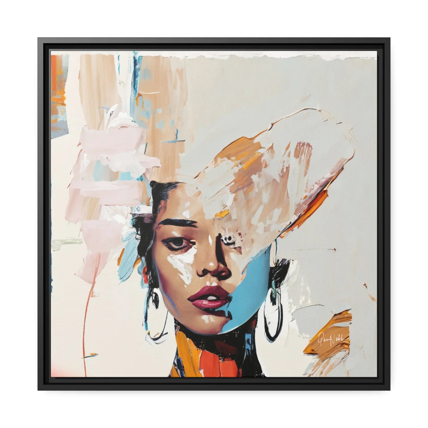 Stunning Framed Woman Abstract Portrait Canvas Wall Art