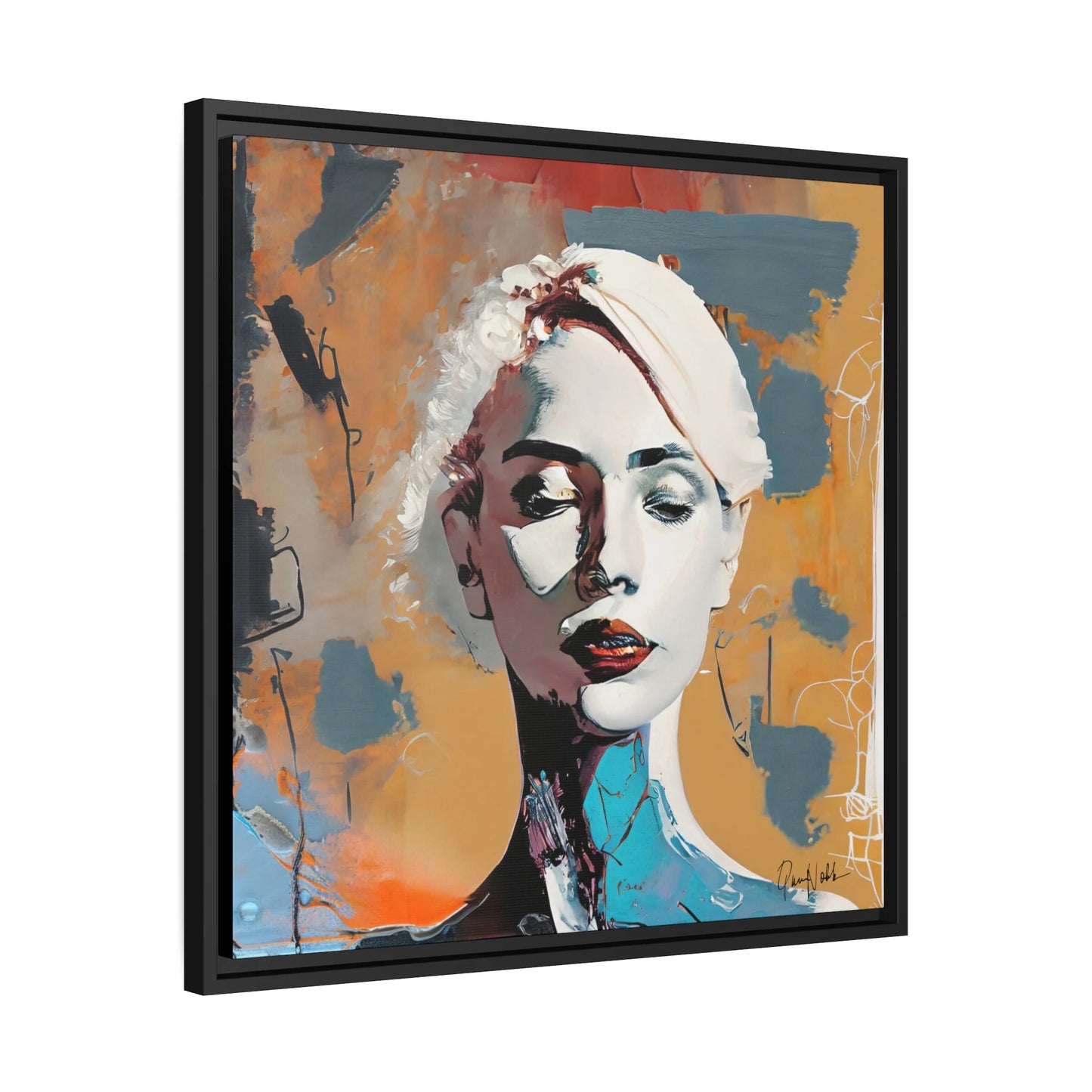 Stunning Framed Canvas Wall Art - Abstract Woman Portrait for Elegant Home Decor